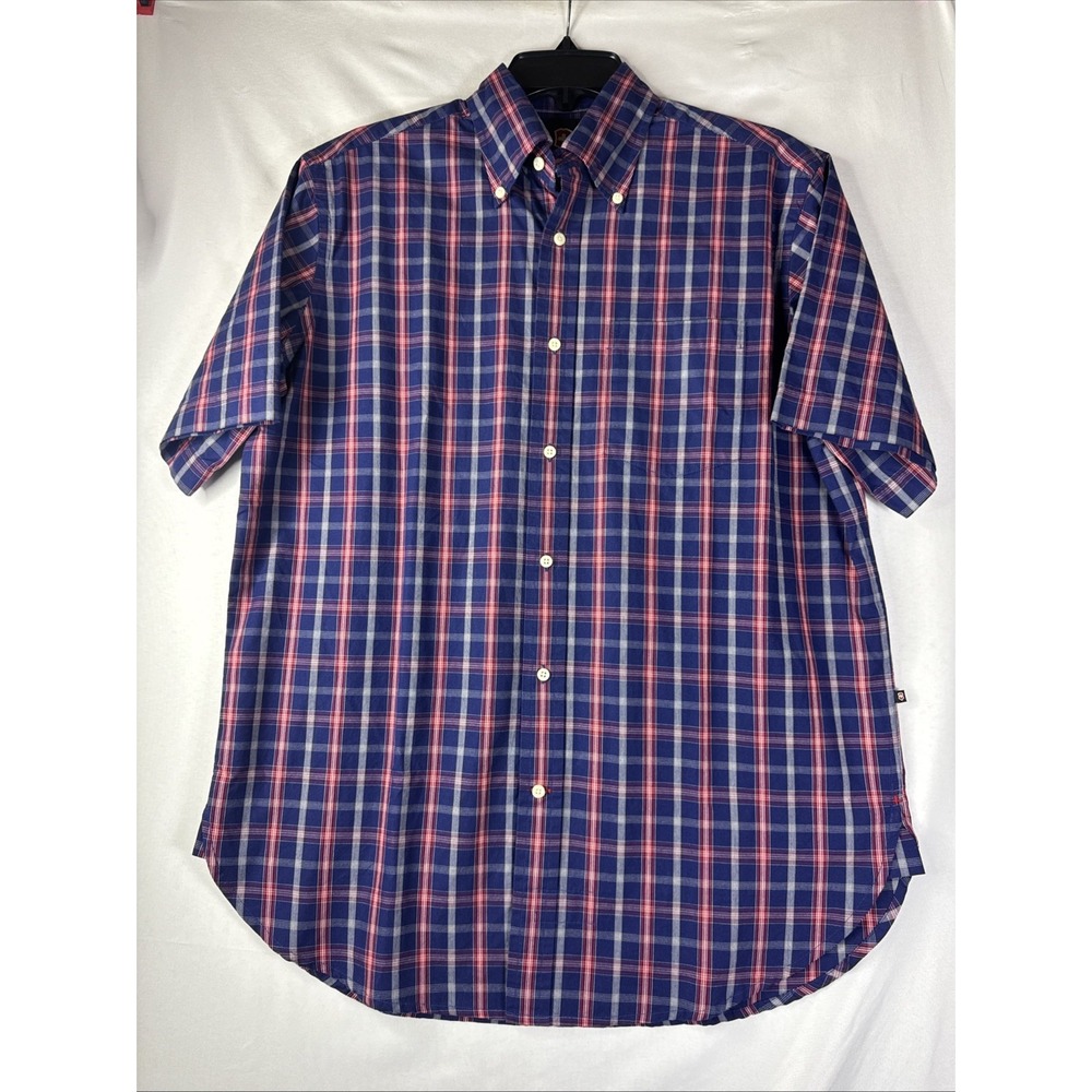 Victorinox Shirt Men's‎ Size Small Red Blue Check Short Sleeve Button Up Plaid